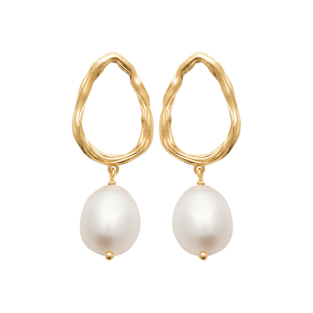 18K Gold-Plated Cultured Pearl Earrings 