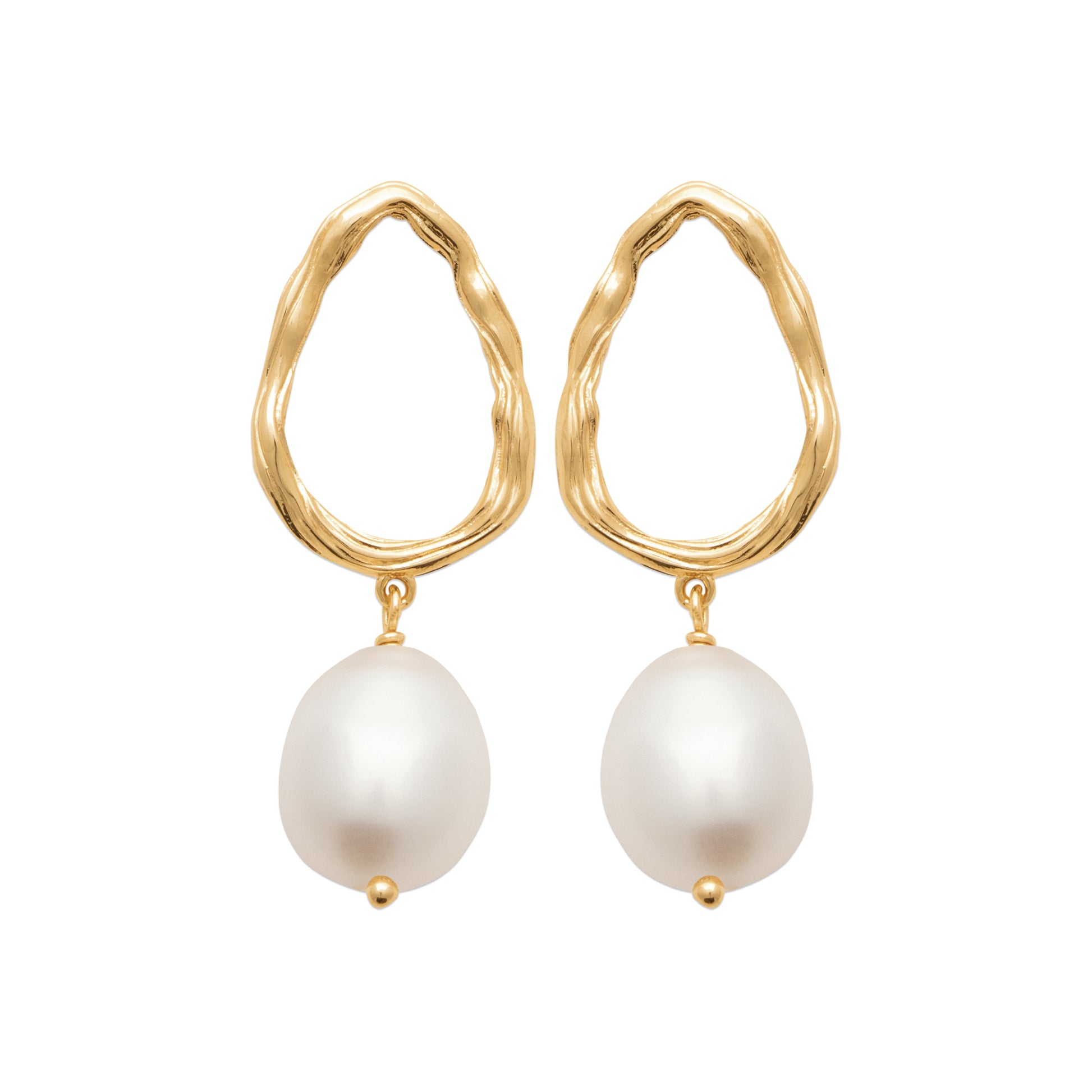 18K Gold-Plated Cultured Pearl Earrings 