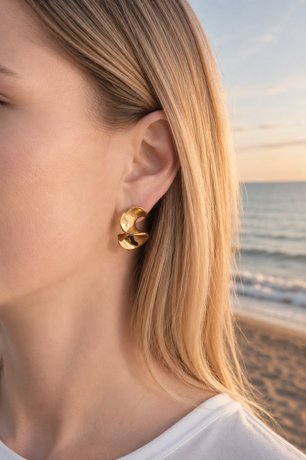 Sculptural Stud Earrings, Steel