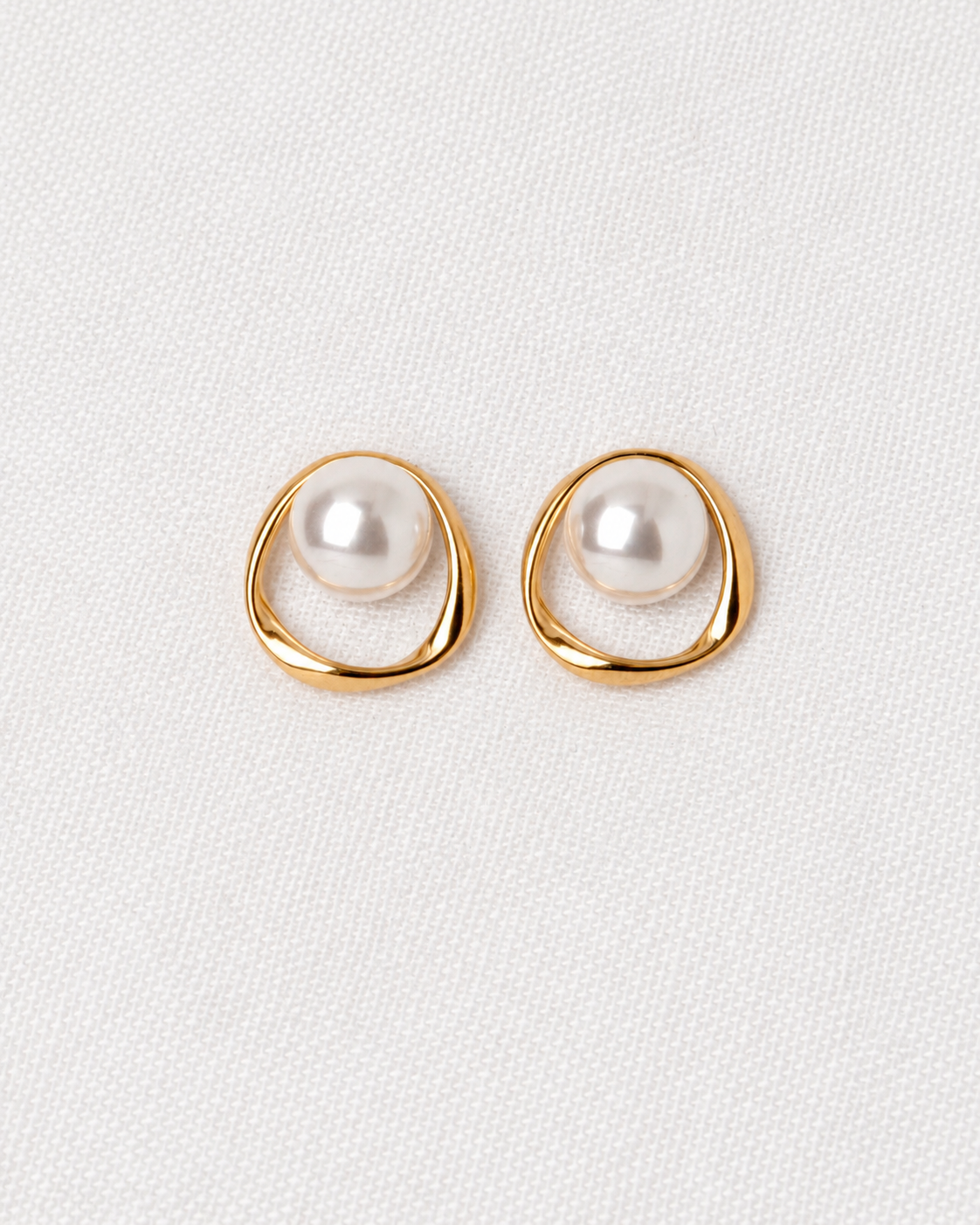 Pearl Halo Stud Earrings, Steel