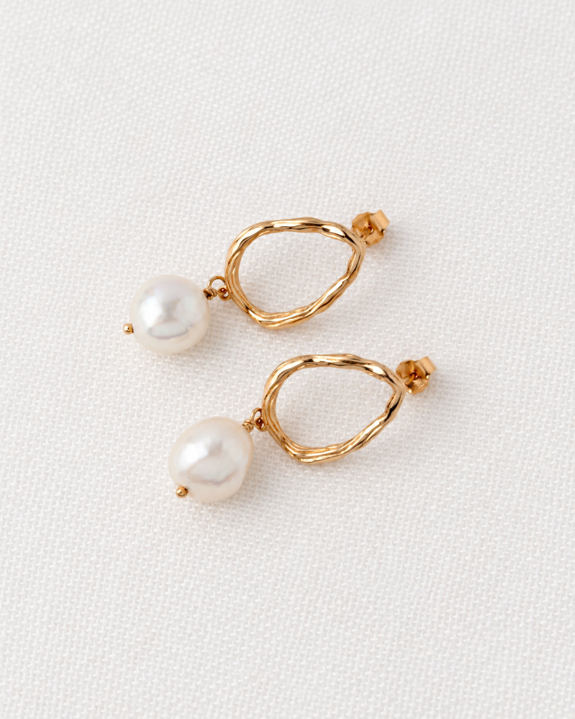 Pearl Earrings, Gold Plated