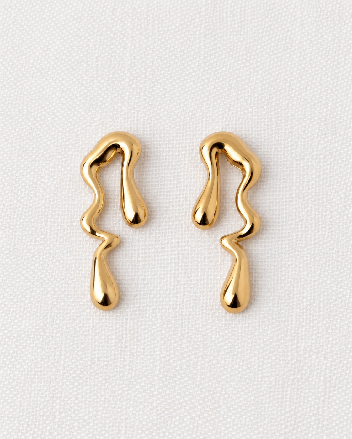 Wave Drop Earrings, Steel