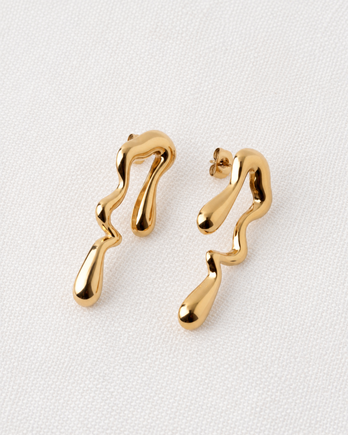 Wave Drop Earrings, Steel