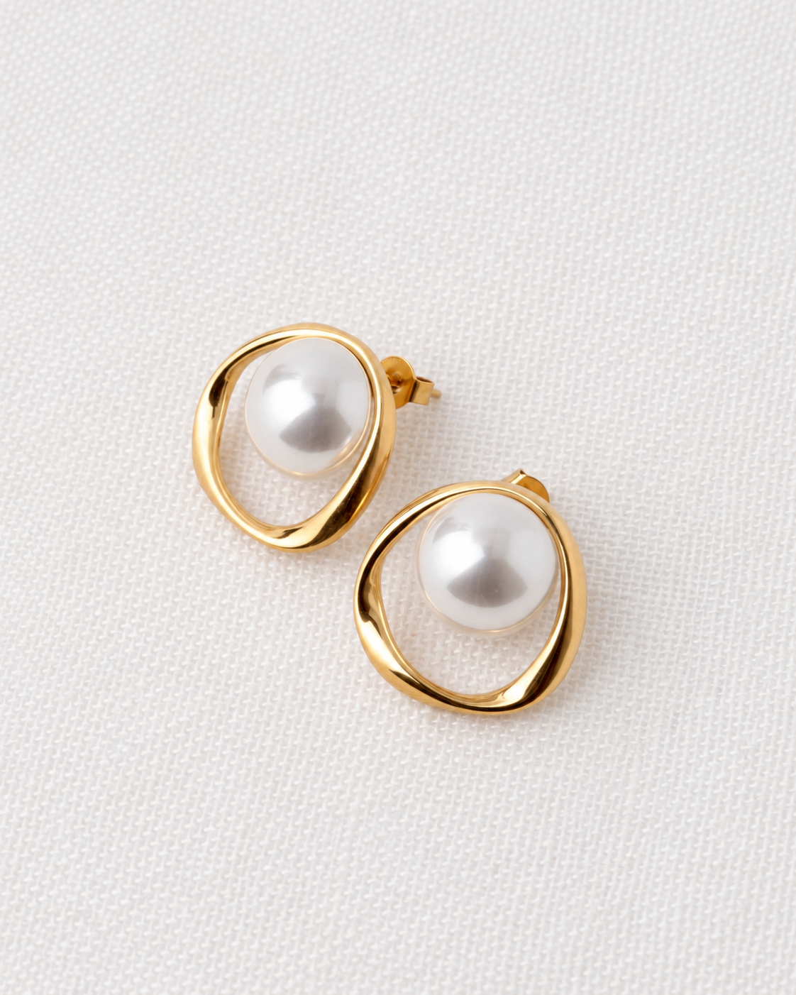 Pearl Halo Stud Earrings, Steel
