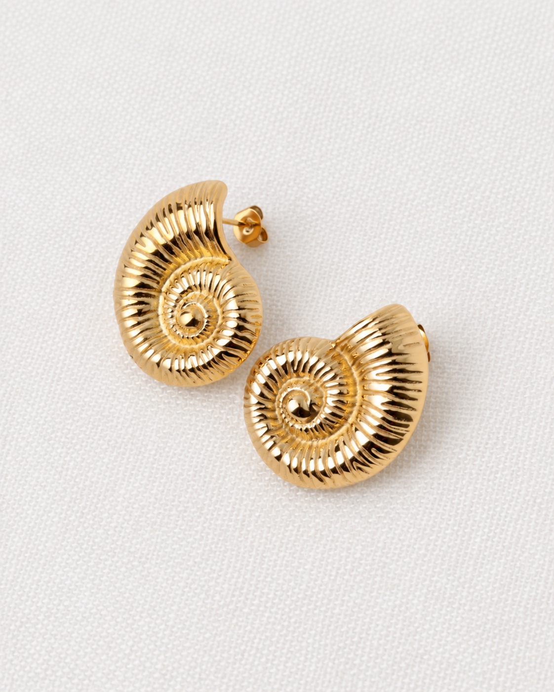 Nautilus Shell Earrings, Steel