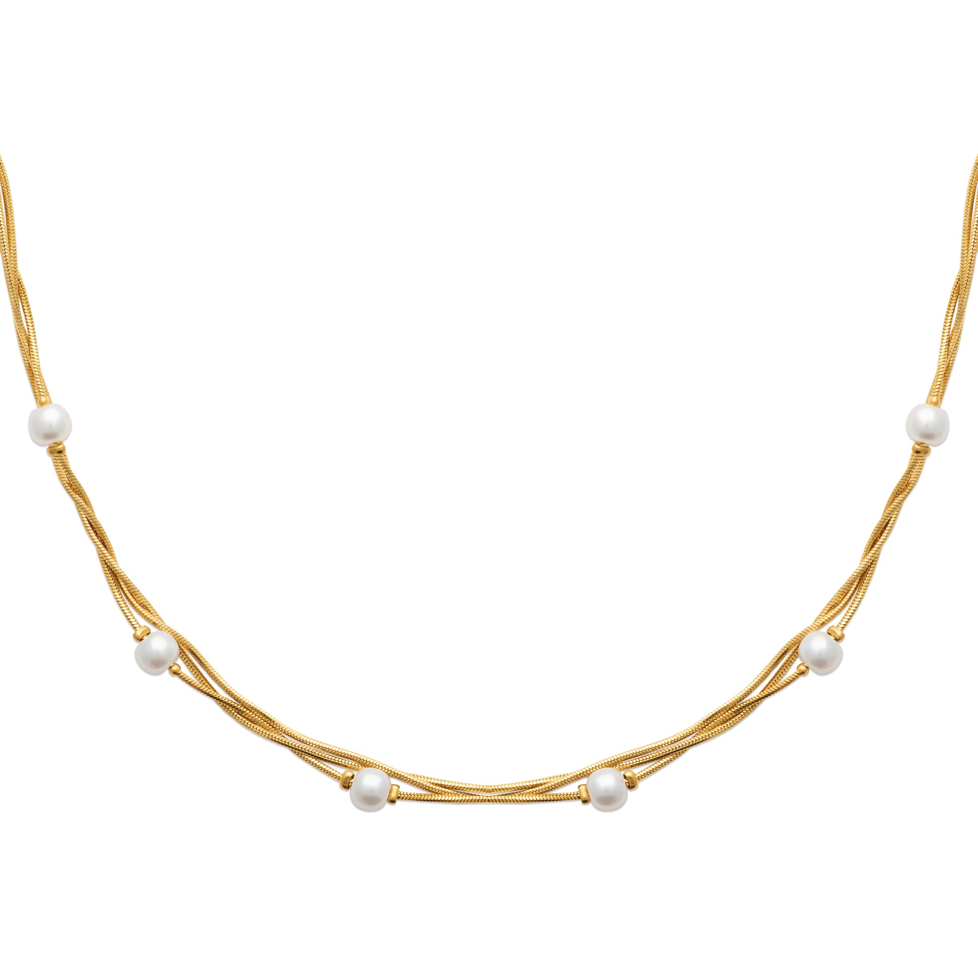 Steel Golden Tone Imitation Pearl Necklace | HNKO Nordic Jewelry