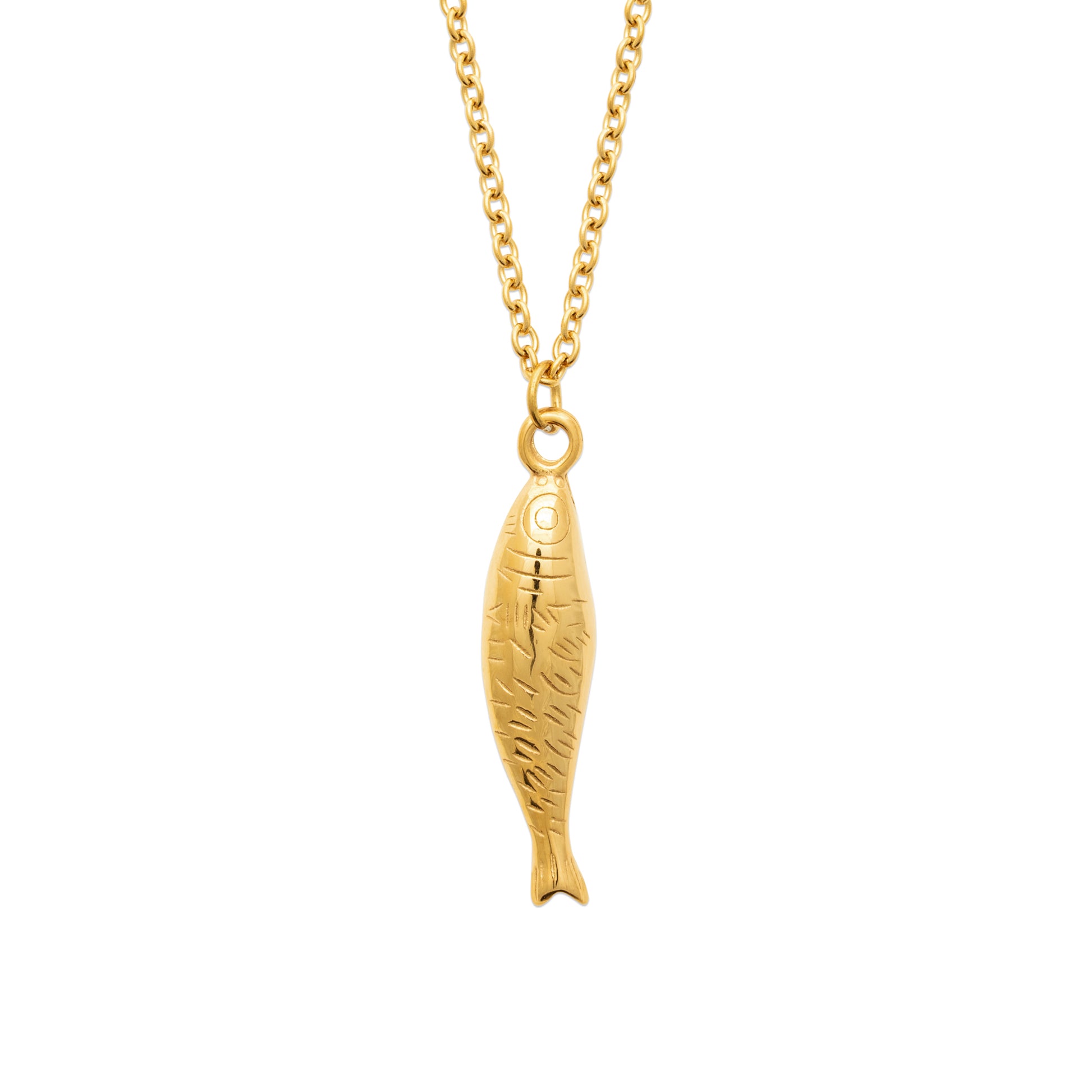 Steel Gold-Tone Fish Necklace