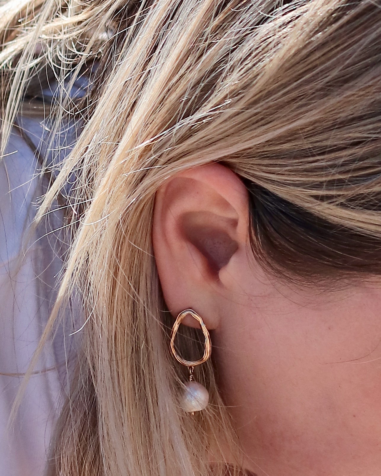 Pearl Earrings, Gold Plated