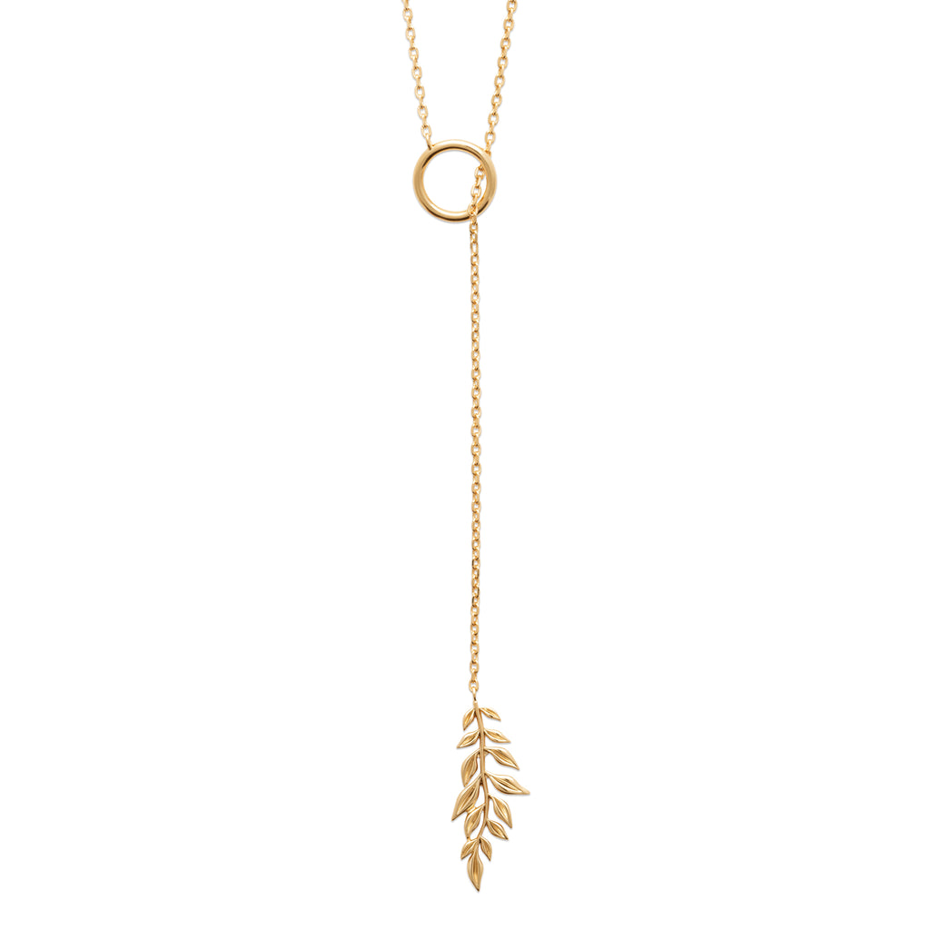 18K Gold-Plated Leaf Drop Necklace | HANKO Nordic Jewelry