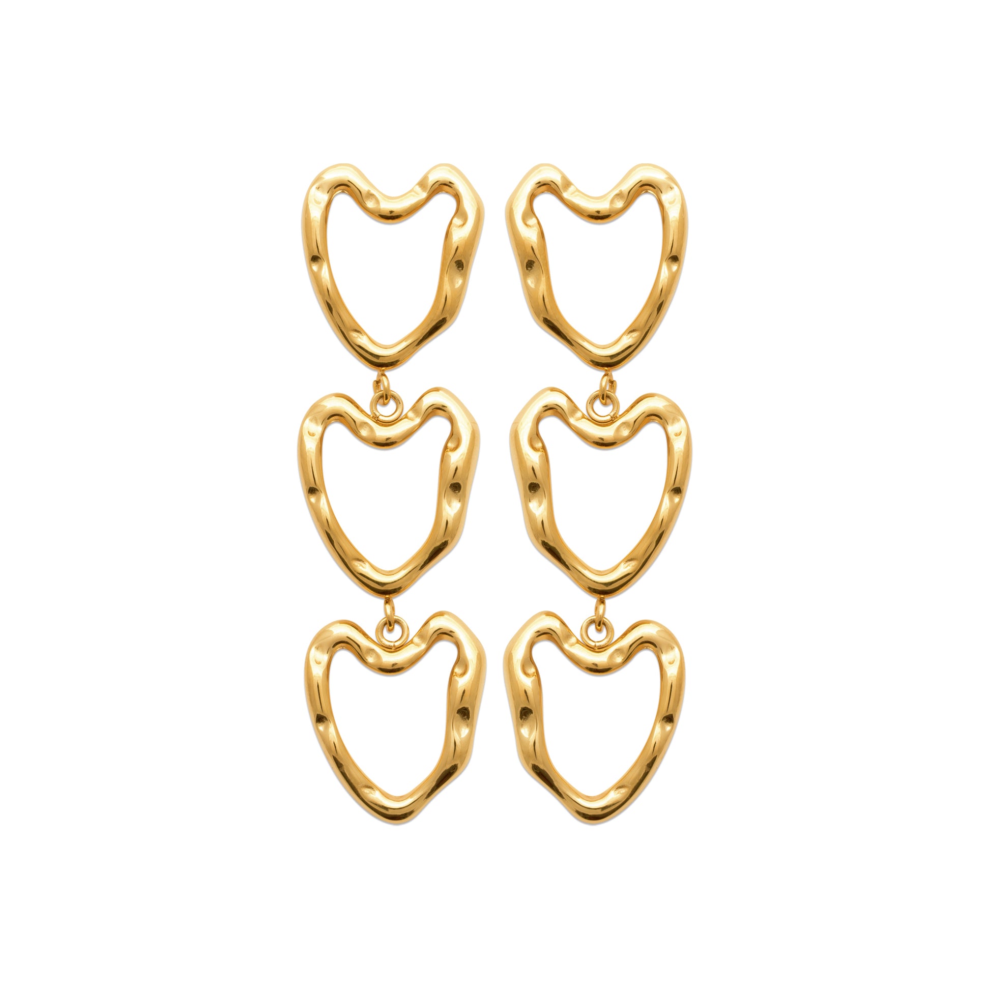 Gold-Tone Steel Heart Drop Earrings
