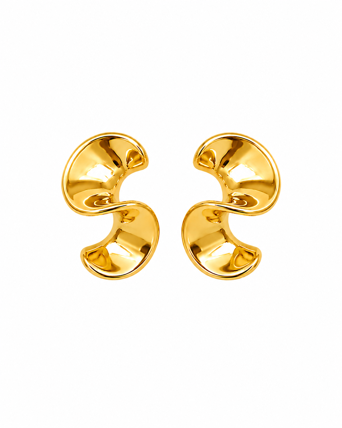 Gold-tone steel organic curve stud earrings by HNKO