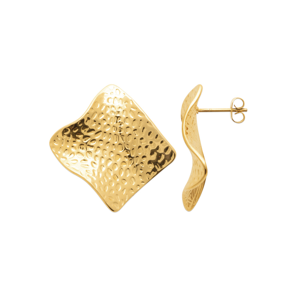 Gold earrings on a white background