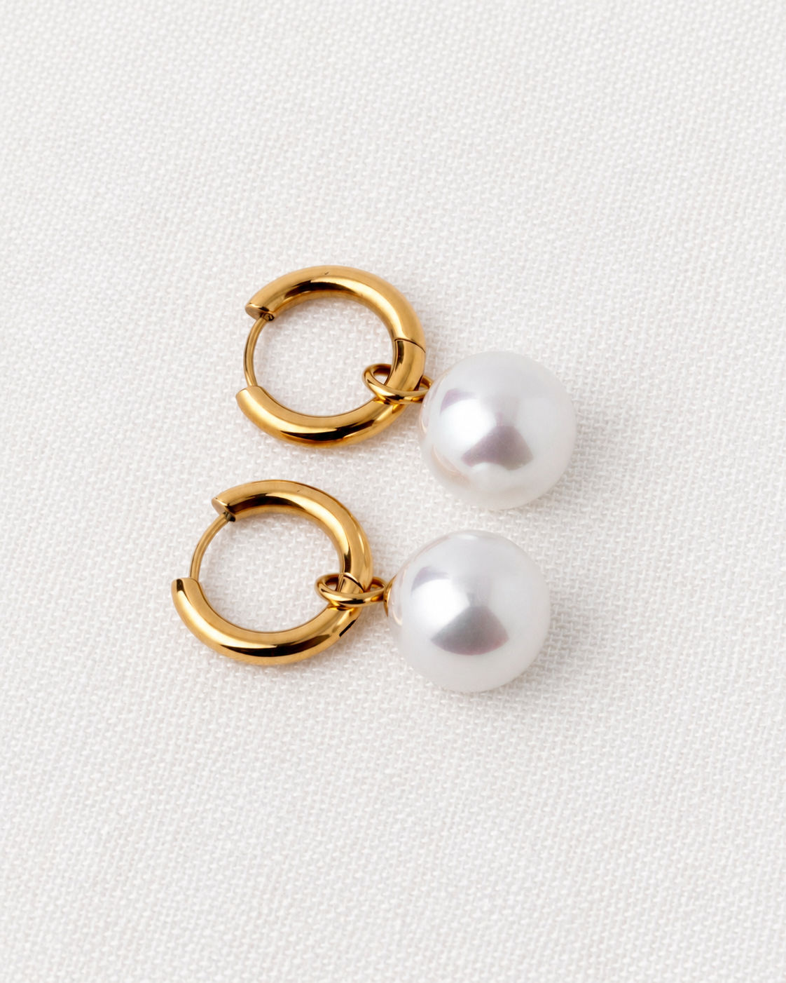 2-in-1 Pearl Hoop Earrings, Steel
